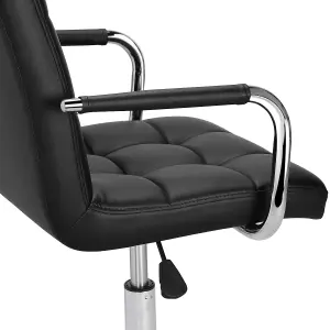 Yaheetech PU Leather Modern Office Chair with Armrests - Black