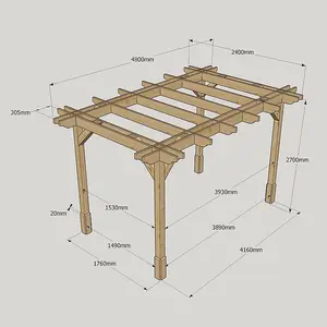 Double Premium Pergola - Wood - L240 x W480 x H270 cm - Light Green