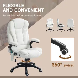 Vinsetto Office Chair w/ Heating Massage Points Relaxing Reclining White