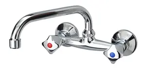 Sea-Horse Basin 'C' Spout Chrome Mixer Tap Sink Faucet Classic Two Handle Design