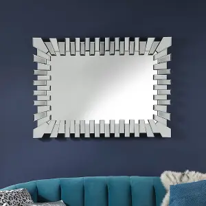 Wall Mirror Stella Starburst Large Bevelled Glass Segments with Stylish Black Outline- H 110cm x W 80cm for hang in a Living Room