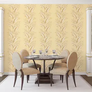 Galerie Palazzo Yellow Gold Fern Embossed Wallpaper