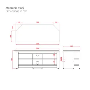 TTAP Memphis MEM-1000-WAL Walnut TV Stand (L) 1000mm