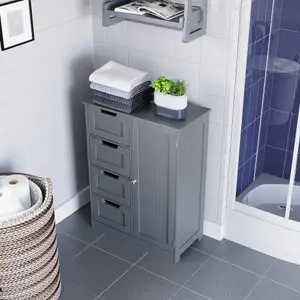 Hayle Matt Grey Freestanding Single Bathroom Drawer cabinet (H) 810mm (W) 600mm