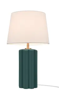 GoodHome Nuneaton Straight Green & white Antique brass effect Table lamp