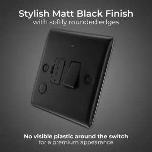 BG Nexus Metal Switched FCU with LED and Flex Outlet, Matt Black