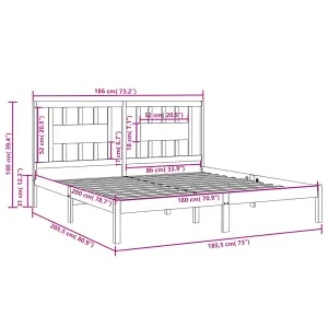 Berkfield Bed Frame White Solid Wood 180x200 cm 6FT Super King