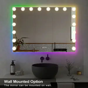 VANITII GLOBAL Hollywood Vanity Make Up Mirror with Lights RGB Backlit Light Up Tabletop Wall