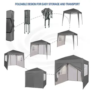 MCC Direct 2X2 Pop up Grey Gazebo with Sides