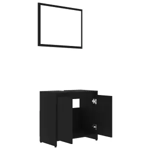 Berkfield 4 Piece Bathroom Furniture Set Black Engineered Wood