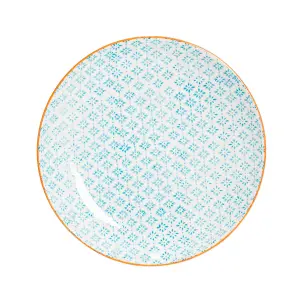 Nicola Spring - Hand-Printed Dinner Plates - 25.5cm - Blue - Pack of 6