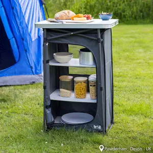 Trail Camping Kitchen Unit 4 Shelf Storage Cupboard Folding Portable Pop Up Cabinet