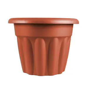 simpa 2PC Terracotta Brown Vista Round Plastic Planters 33cm (Dia)