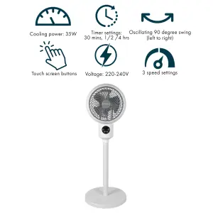 Portable Standing Fan Air Circulator Oscillating - Grey