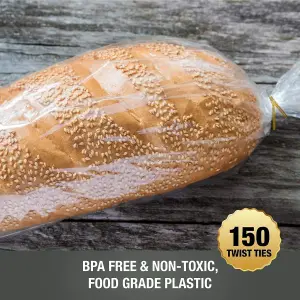 Clear Plastic Bread Bags for Homemade Loaves, Buns, Baguettes 300 Reusable Storage Bags with Twist Ties, Keep Bread Fresh