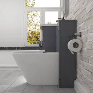 Nes Home Grey Vanity Basin Cabinet, WC Unit & Rimless Toilet