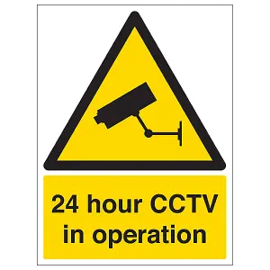 24 HOUR CCTV IN OPERATION Safety Sign - Self Adhesive Vinyl - 200X300mm