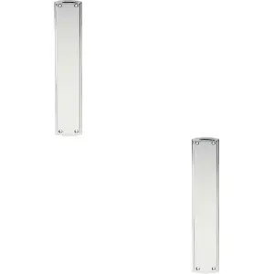 2x Large Ornate Door Finger Plate with Stepped Border 382 x 65mm Polished Chrome