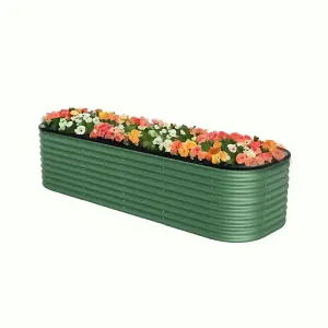 240cm W Light Green Oval Garden Three-grid Metal Raised Bed Galvanized Raised Planter Box Outdoor Raised Garden Bed Kit