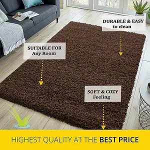 Abaseen 120x170 cm Brown Shaggy Rug - Soft Touch Thick Pile Modern Rugs - Washable Area Rugs for Home and Office