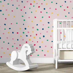 Walplus Dalmatian Polka Dots Colourful X 3 Kids Sticker PVC Multicoloured, Red, Blue