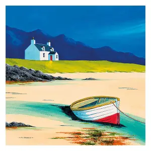 Anthony Barber Low Tide - Lewis Canvas Print Cream/Blue/Green (40mm x 40mm)