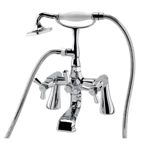 RAK Washington Polished Chrome Traditional 1/4 Turn Bath Shower Mixer Tap Solid Brass