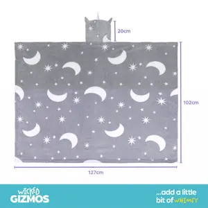 HILLINGTON Hooded Glow in the Dark Fleece Blanket - Soft Flannel Fleece Blanket, All Season Throw Blanket for Kids - 102cm x 127cm