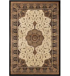 Abaseen 160x230 cm Brown Royal Tabriz Rug Classic Oriental Rug 10mm Soft Pile Washable Area Rugs for Home and Office