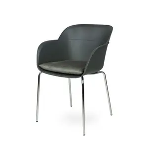 Liara Dining Chair Charcoal / Chrome