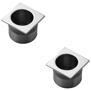 2 PACK - Small Recessed Sliding Door Flush Pull - 30mm Square 23mm Depth Polished Chrome