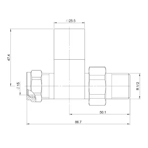 Pair Of Square Grey Straight Radiator Valves