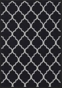 Machine Washable Trellis Design Anti Slip Doormats Black 67x220 cm