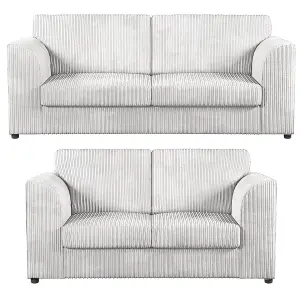 Luxor Jumbo Cord 3 + 2 Fabric Sofa Suite - Fullback Silver