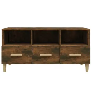 vidaXL TV Cabinet Smoked Oak 102x36x50 cm Engineered Wood