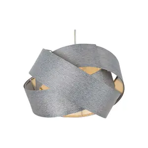 First Choice Lighting Twist Silver Shimmer Linen Layered Pendant Shade