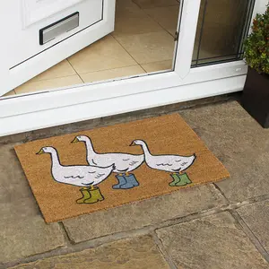 Eco-Friendly Latex Backed Coir Door Mat, Geese