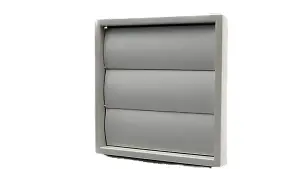 AirTech-UK Gravity Grille Grey 155mm External with 100mm - 4 inch Round Rear Spigot and Not-Return Shutters Ducting Air Vent