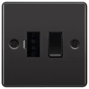 GoodHome Black Nickel 13A 2 way Raised rounded profile Screwed Switched Fused connection unit