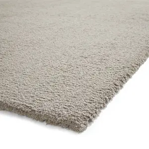 Silver Shaggy Washable Plain Modern Rug For Living Room Bedroom & Dining Room-60cm X 115cm