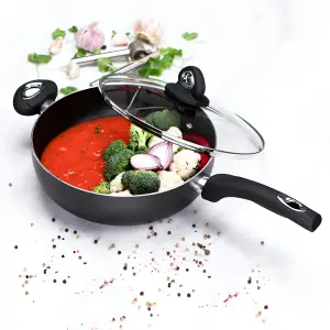 28cm Non-Stick Deep Saute Pan & Glass Lid