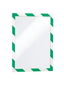 Durable DURAFRAME Adhesive Magnetic Hazard Frame - 2 Pack - A4 Green & White