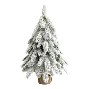 2ft Cranmore Green Frosted effect Wrapped Slim Artificial Christmas tree