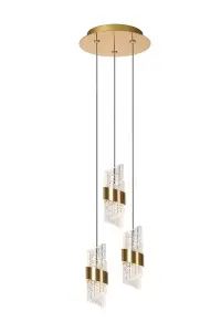 Lucide KLIGANDE - Pendant light - 25 cm - LED Dim. - 3x8W 2700K - Matt Gold / Brass