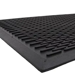 JVL Office Entrance Absorbent Barrier Door Mat, 45x75cm, Black/Blue