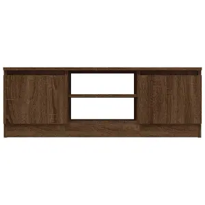 Berkfield TV Cabinet with Door Brown Oak 102x30x36 cm