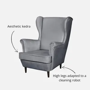 Leo Velour Armchair Elegant Accent Upholstered Loungechair - Grey