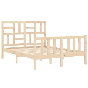 Berkfield Bed Frame with Headboard Small Double Solid Wood