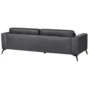 3 Seater Faux Leather Sofa Black ANGE