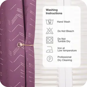 Deconovo Foil Printed Thermal Curtains Super Soft Ring Top Blackout Curtains for Bedroom 46 x 90 Inch Purple 2 Panels